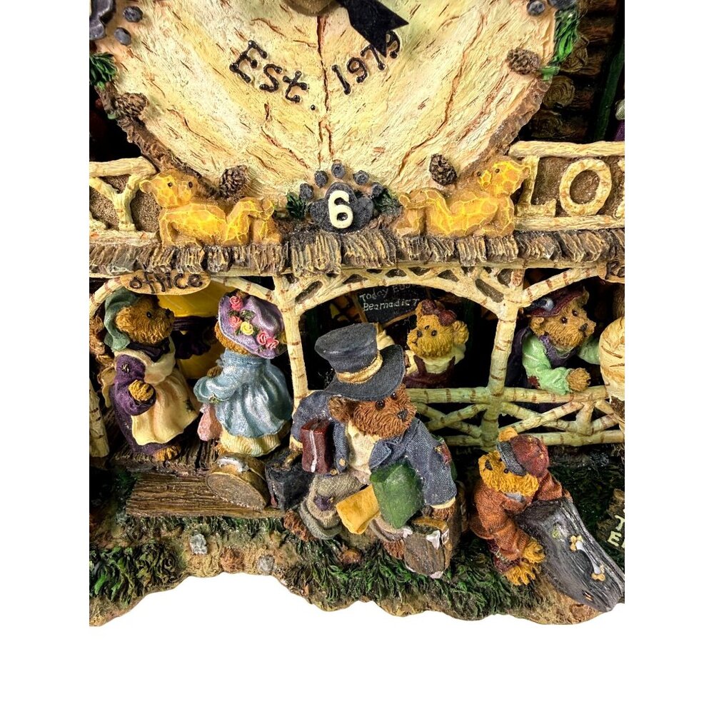 Vintage Boyds Bears Beary Lodge Clock Danbury Mint Resin 1998 Country Cabin - Picture 8 of 9